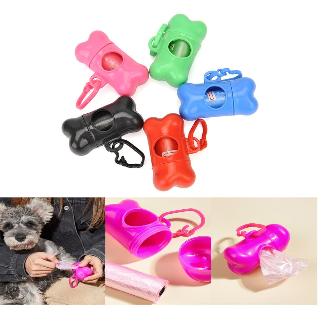 Kit Cata Caca Fezes Porta Saquinhos + 1 Refil Rolo Pet Cachorro Gato Passeio Viagem LR-0151/2