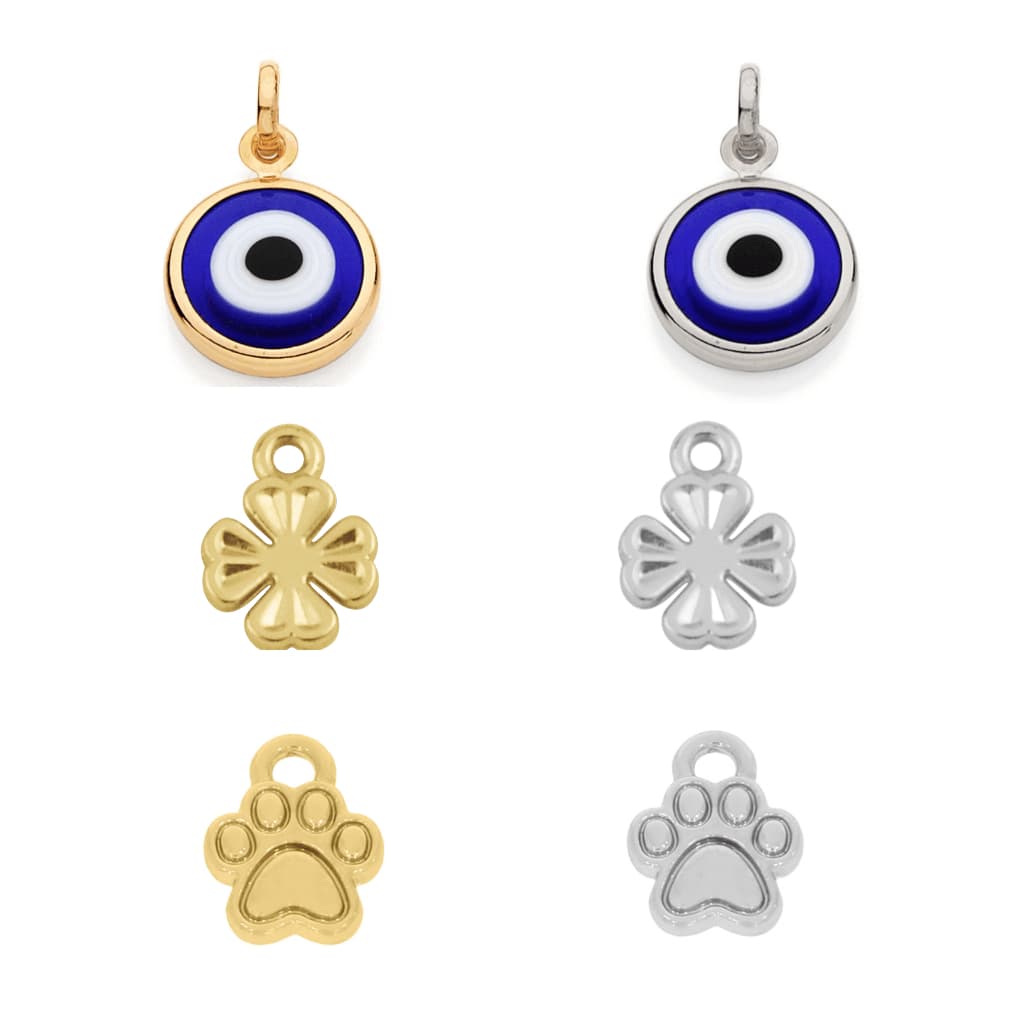 Pingente Para Coleira Patinha Gato Olho Grego Acessório Charm