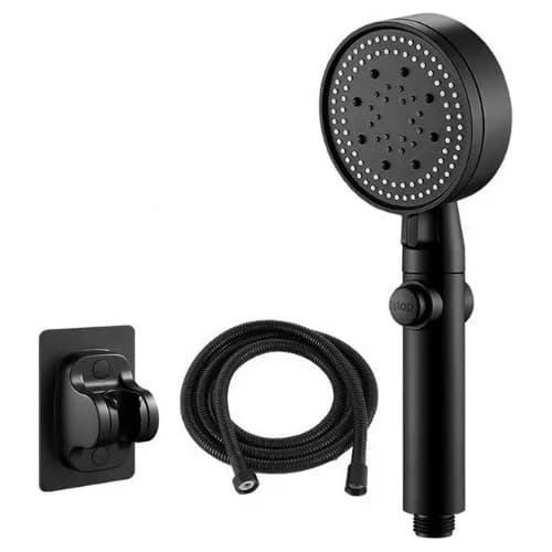 Chuveiro De Mão Conjunto De 3 Peças Ajustável Preto/Cromada Ajuste Da Cabeça Plástico ABS De Alta Pressão