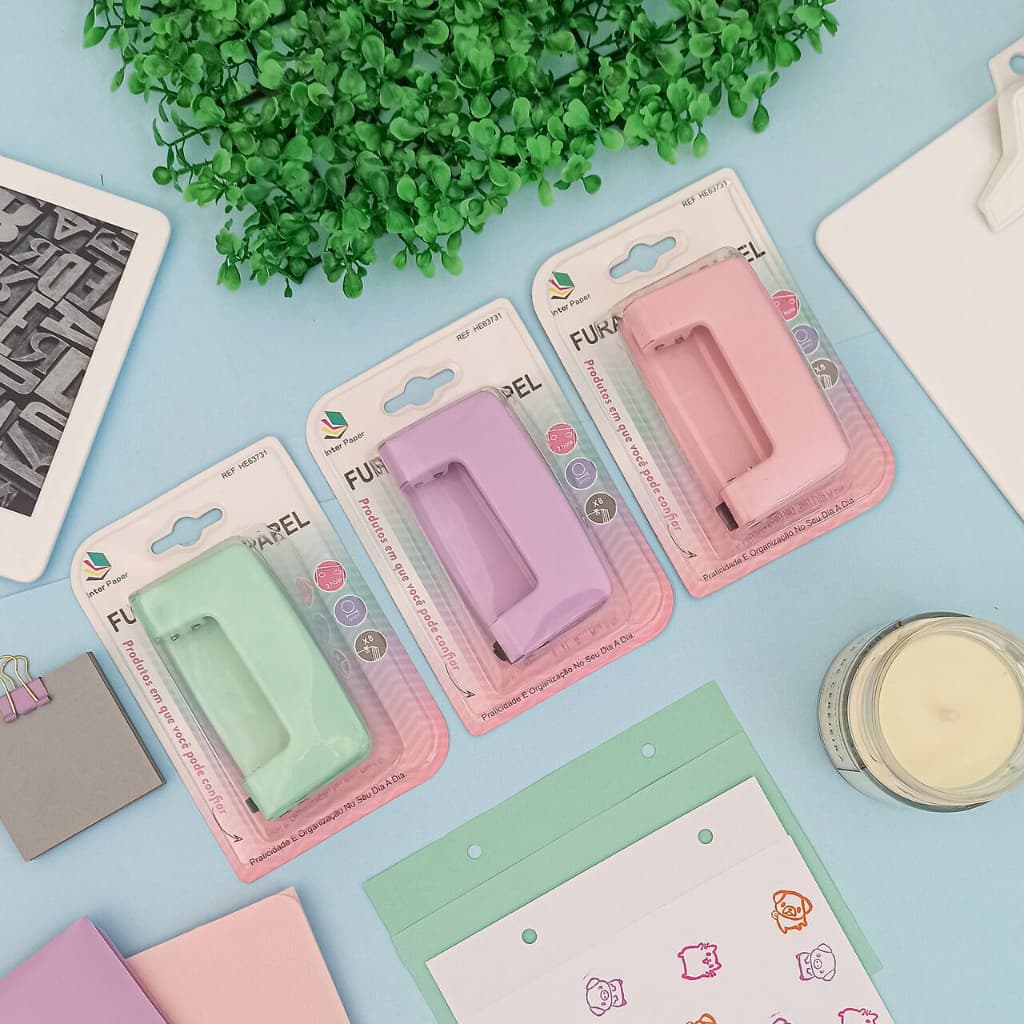 Perfurador de Folhas Metal HE63731 com 2 Furos - Interponte