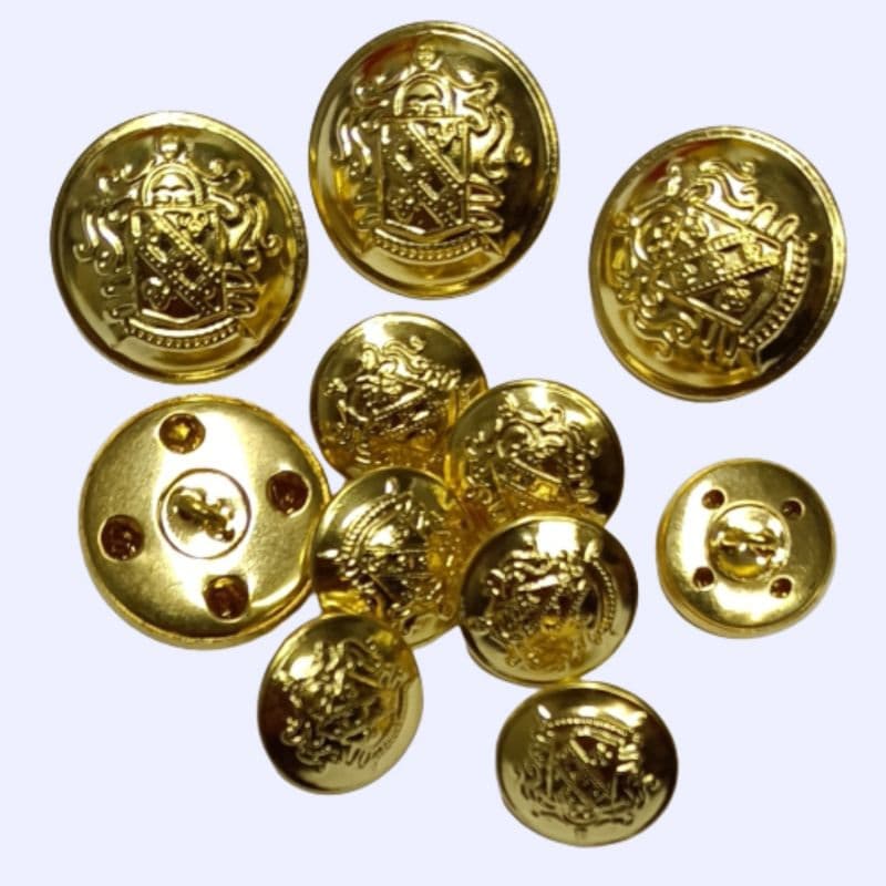 kit 4 ou 8 Botões Luxo Metal Brasão Casaco Blaser Paletó Botão Masculino Feminino
