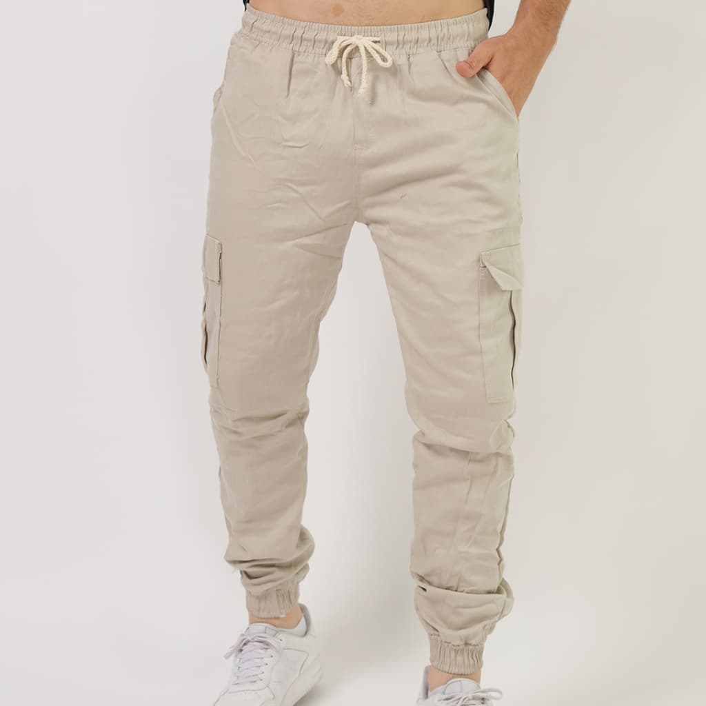 Calça cargo jogger com punho na perna com 6 bolsas