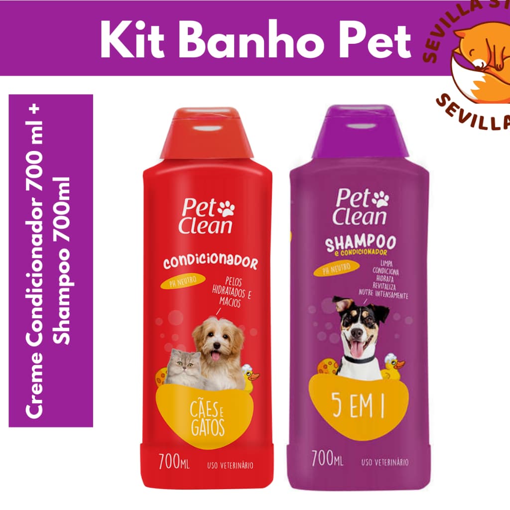 Kit Creme Condicionador + Shampoo 700mL para Cães e Gatos