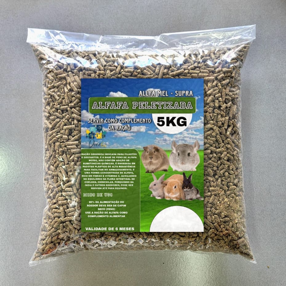 5kg de Alfafa Peletizada para Roedores, Coelho, Porquinho da Índia