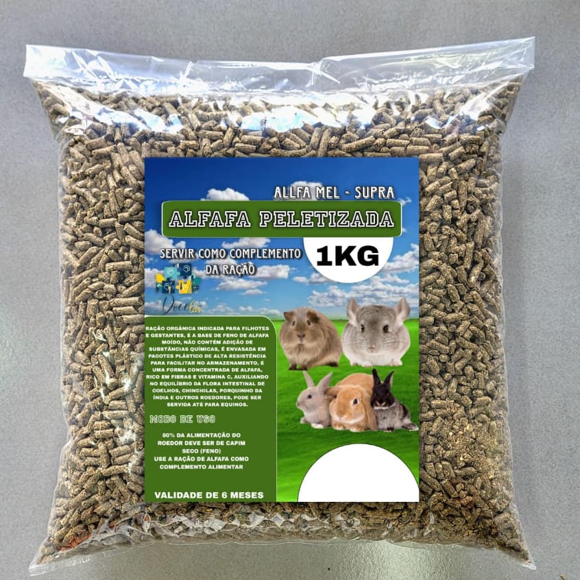 Alfafa Peletizada 1Kg Para Roedores, Coelho Hamster, Porquinho Da Índia
