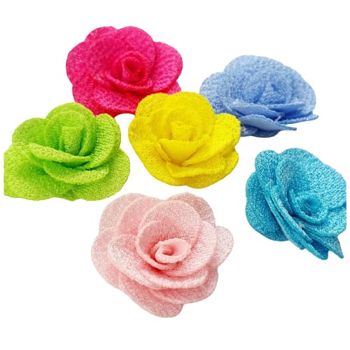 Aplique Para Laços Flor De Tecido Poliéster 3cm 10 Unidades