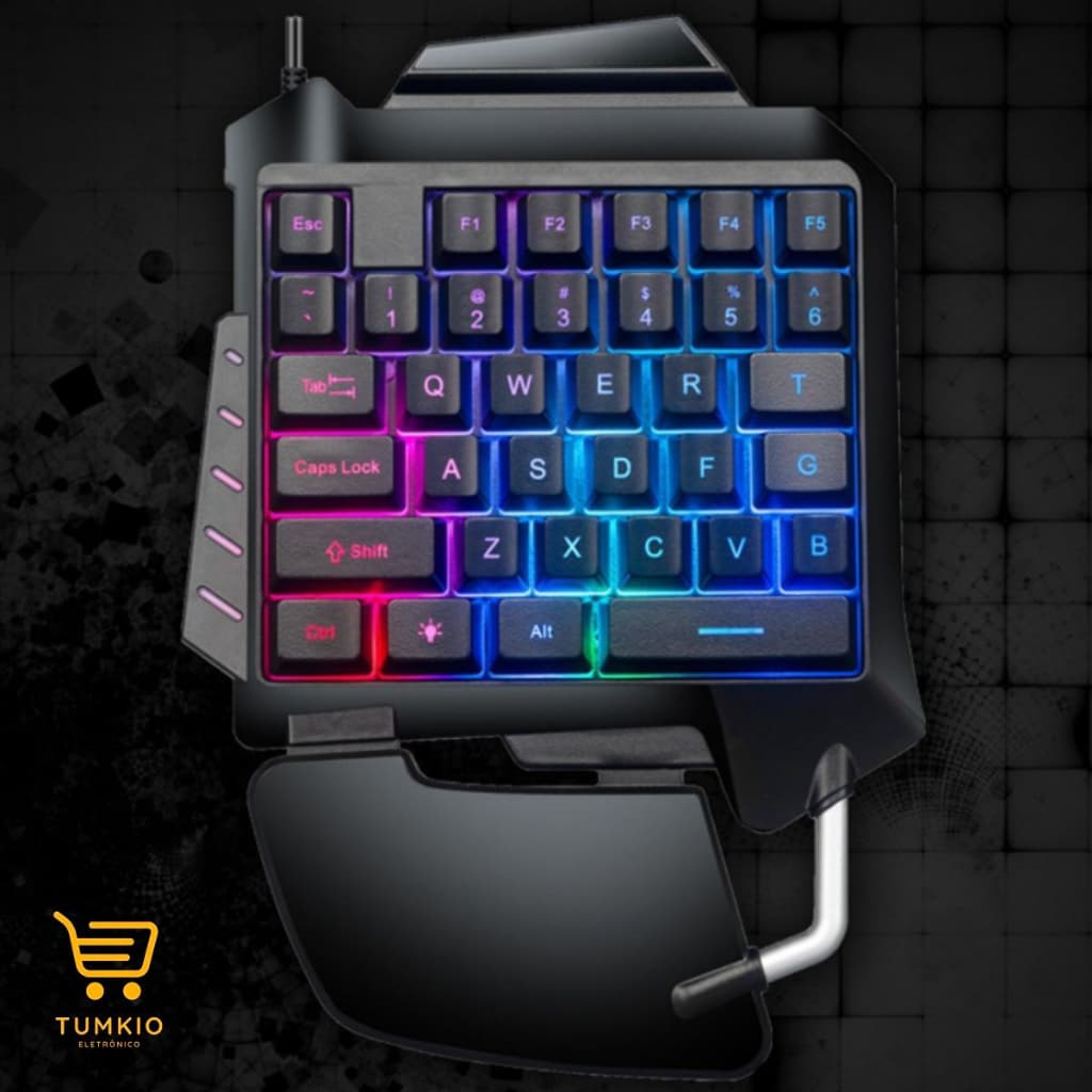 Teclado e Gamer Luminoso Ergonômico Teclado de Uma Mão