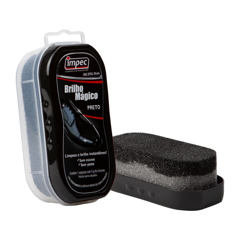 Esponja Brilho Magico Preto para Sapatos Bolsas Carteiras Cintos  Masculino e Feminino
