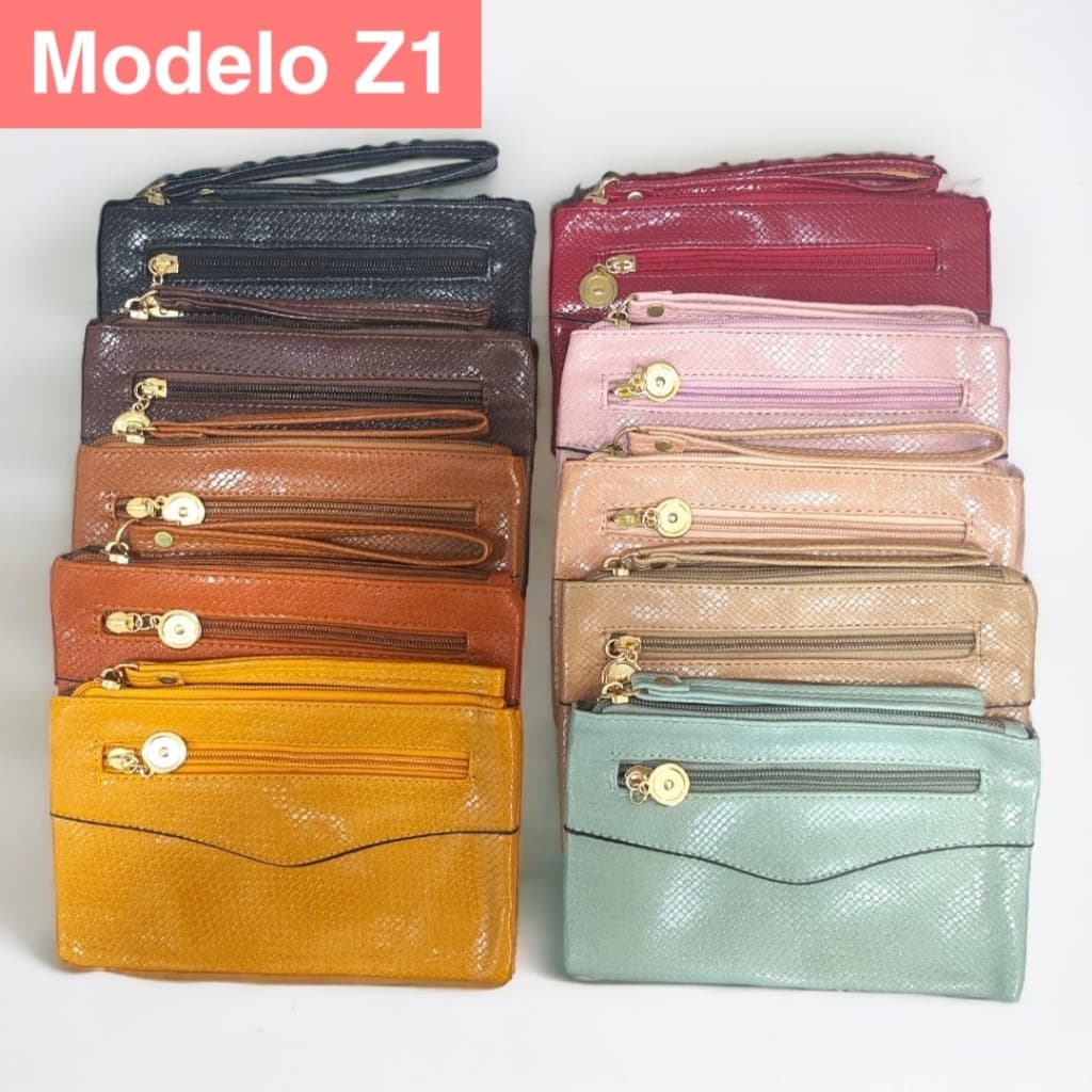 Carteira Fina de Mão , Modelo Classico De Zíper Material De Couro Sintético