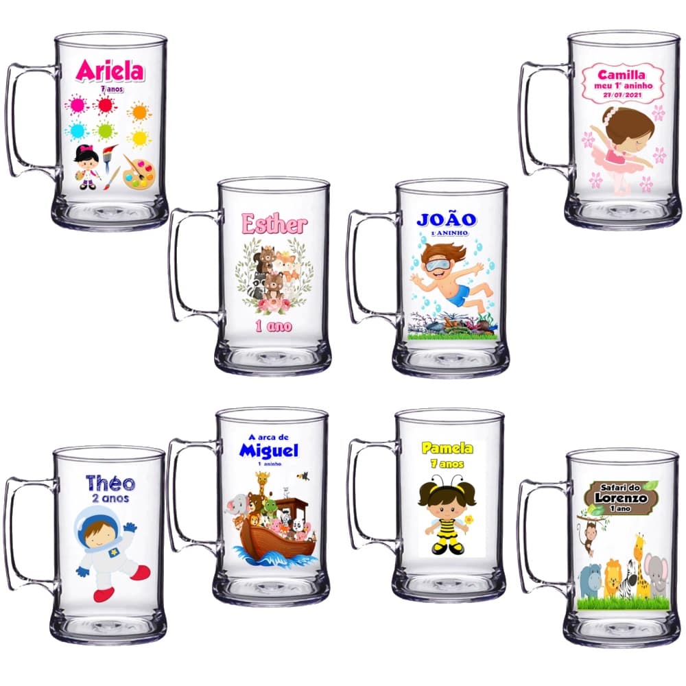 Caneca Copo Chopp Lembrancinha Festa Infantil Personalizada (Fazemos Qualquer Tema)