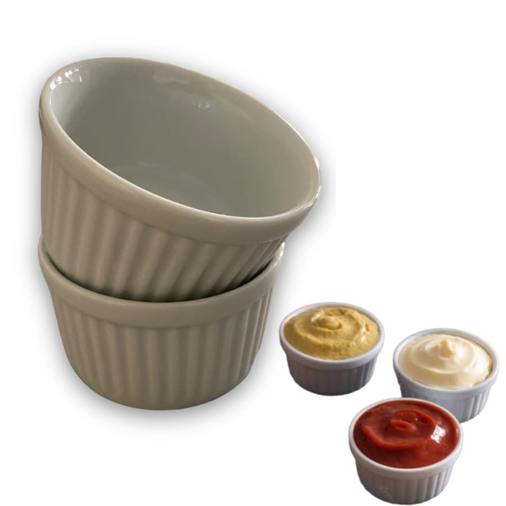 Kit Com 6 Ramekin Pequeno De Porcelana 80 Ml Molho Sobremesa mesa posta