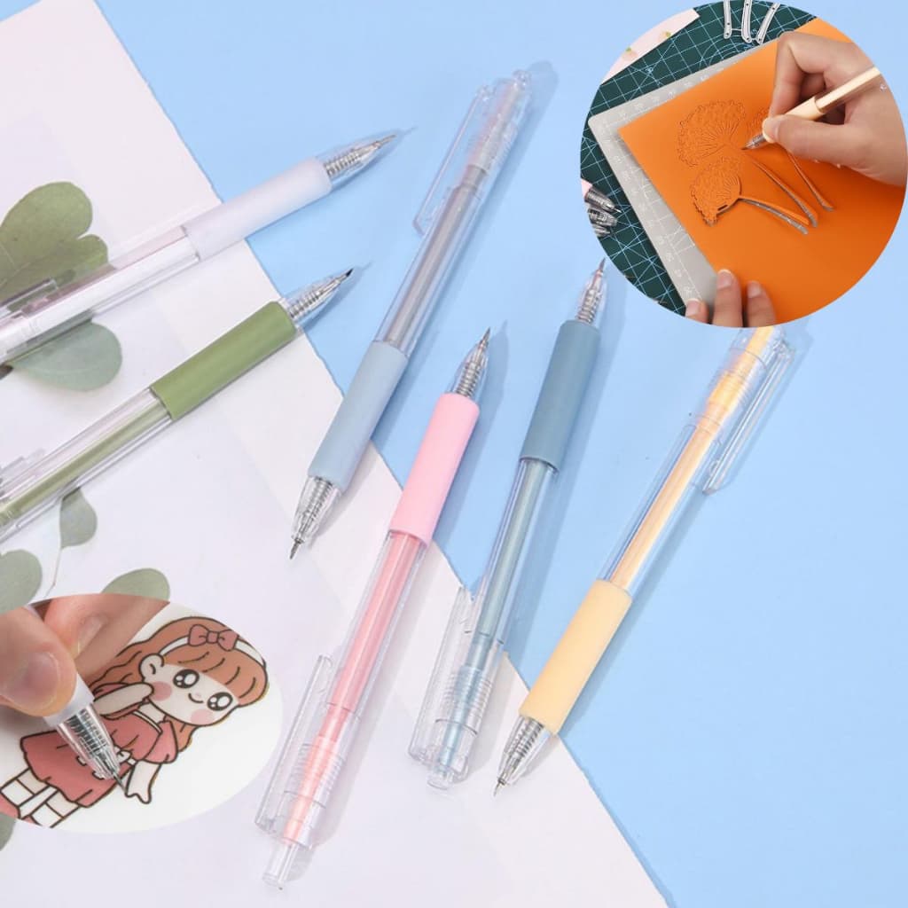 Kit 3 Canetas Estilete Cortante Artesanal Ponta Estilete Artesanato Papel Tecidos Corte Preciso