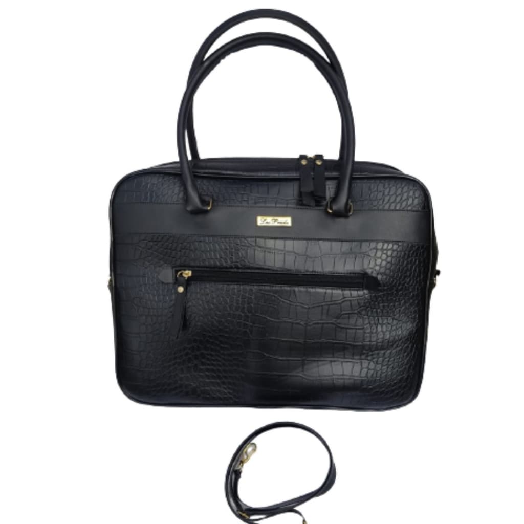 Pasta Para Notebook Preta Executiva Para Trabalho ou Faculdade, Com Alça De Mão e Bolso De Ziper