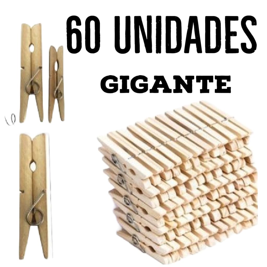 Kit Pregador De Roupa Prendedor Madeira Gigante Haracem