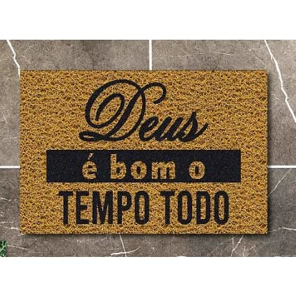 Tapete Capacho Divertido -  DEUS É BOM O TEMPO TODO - vários tamanhos - personalize o seu