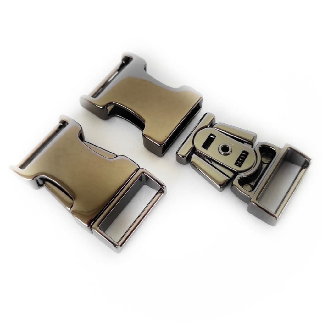Fecho Fivela de Metal para Coleira Cachorro Pulseira Bracelete GRAFITE  NIQUEL CROMADO #40G #40N