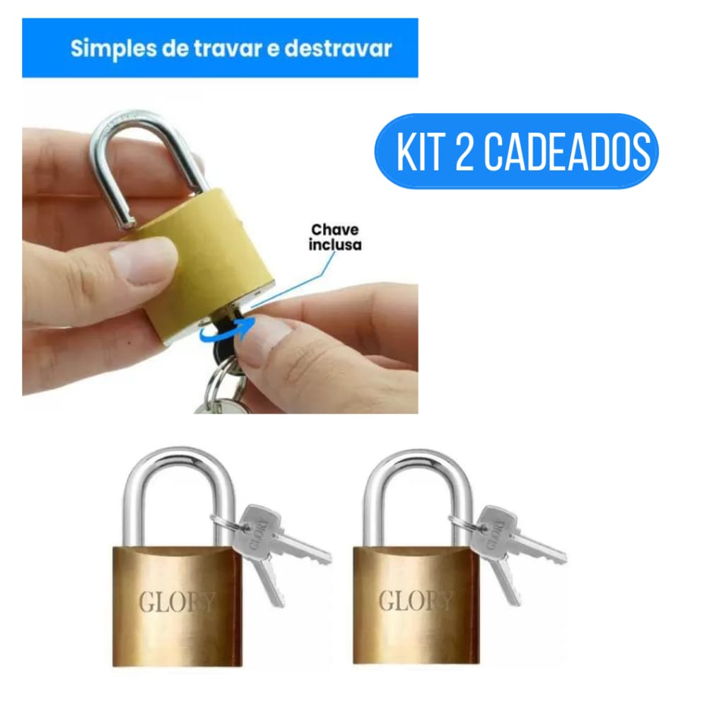 Mini Cadeado 25 Mm Para Armários Mochila Malas 2 Unidades