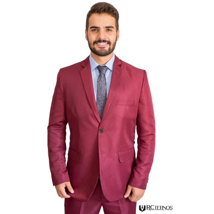 Terno slim corte italiano em poliviscose encerado(paletó + calça + cabide preparado + plástico protetor)