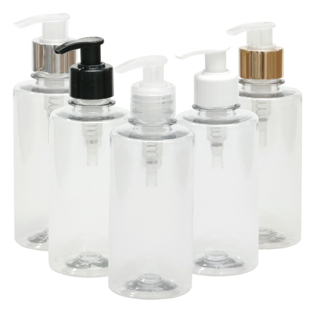 Kit com 5 unidades pet reto baixo 250ml rosca-28 com válvula sabonete diversas cores