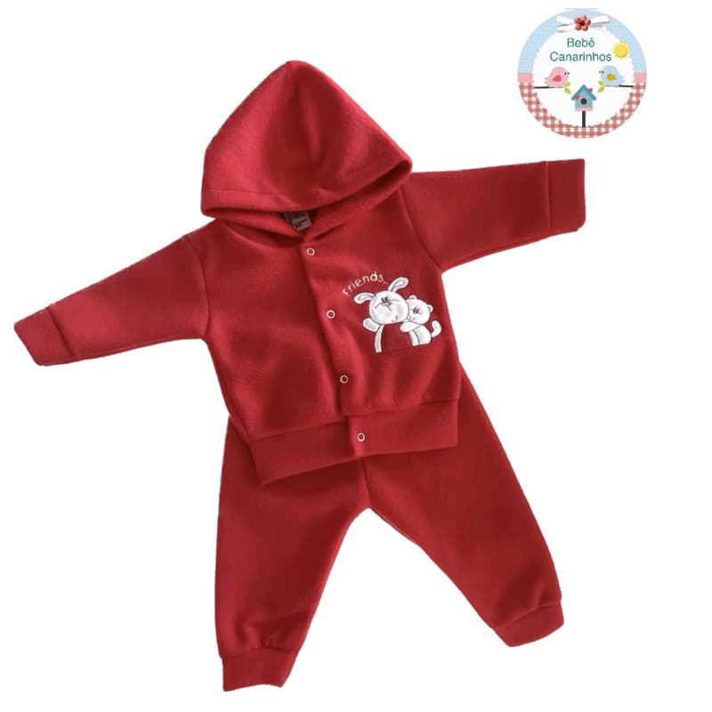 CONJUNTO SOFT CAPUZ BORDADO para Bebês! Várias cores!