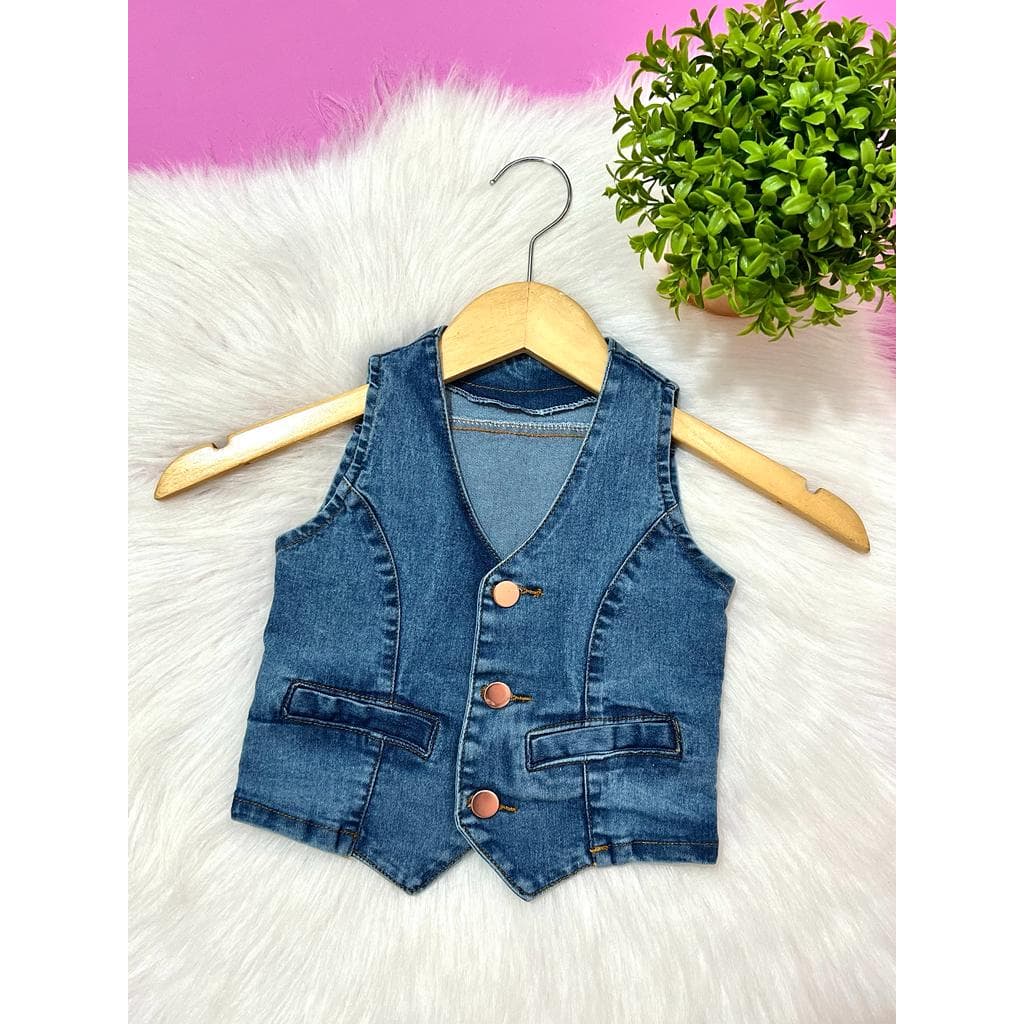 Colete de menina infantil jeans com lycra