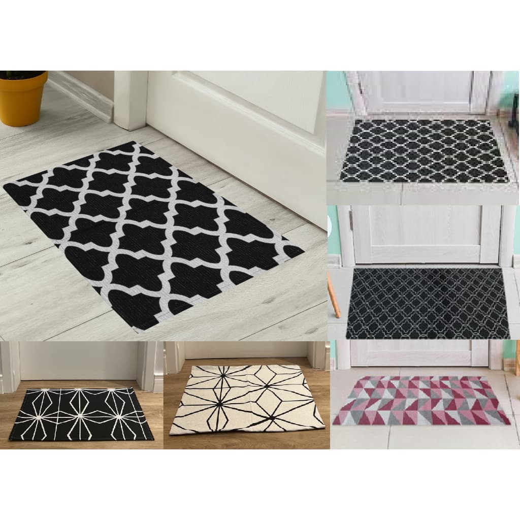 Kit  5 Tapete Estampas Variadas de Porta Capacho 65x37 cm Jacquard Antiderrapante