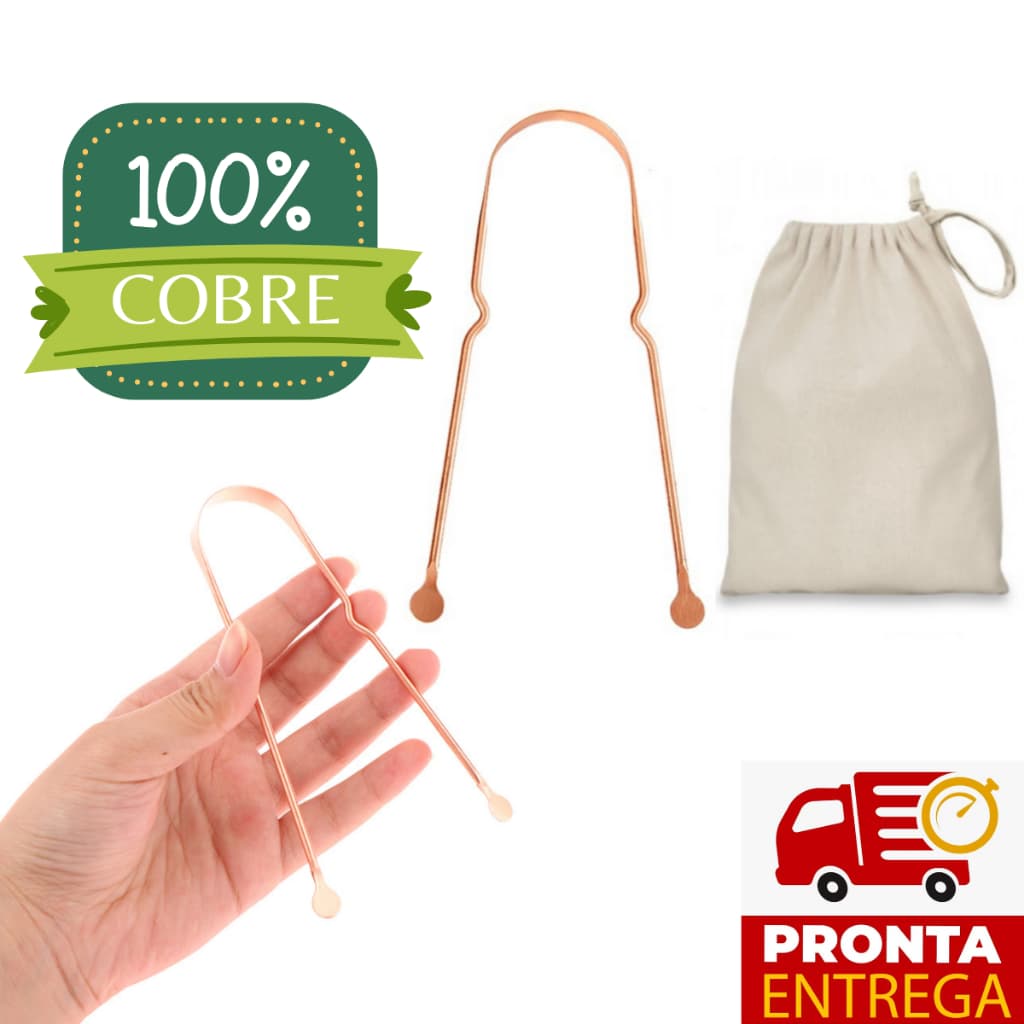 Limpador Raspador De Língua 100% Cobre Puro Ayurveda - Modelo Premium