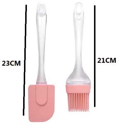 Conjunto 2 Peças Cozinha Confeitaria Espátula  Pincel Em Silicone Multiuso Funcional  21cm X 23 cm