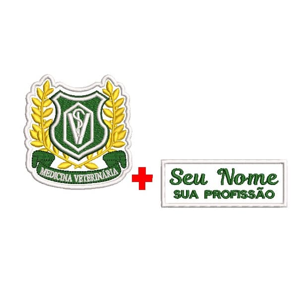 Patch Bordado Termocolante - Medicina Veterinária + Seu nome