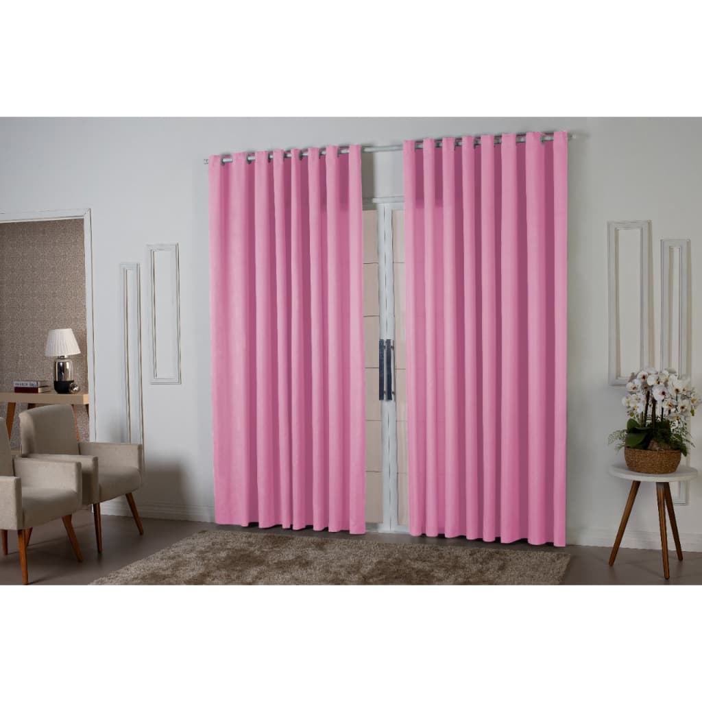 cortina rosa para quarto sala escritório 3m largura x 2,20m altura tecido microfibra não blecalte