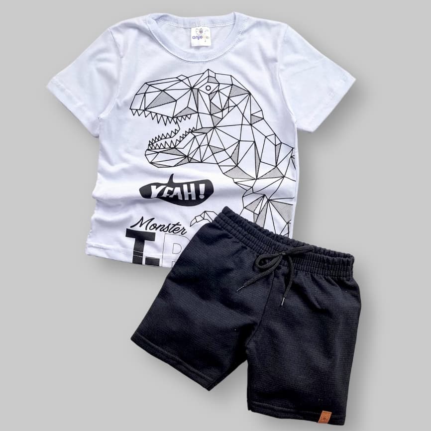 Conjunto Infantil Menino Bermuda E Camiseta Confortável Verão