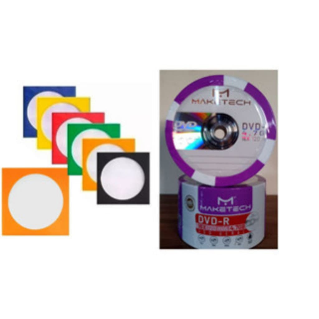 50 Mídia Dvd-r Virgem Maketech+50 Envelopes Papel C/visor
