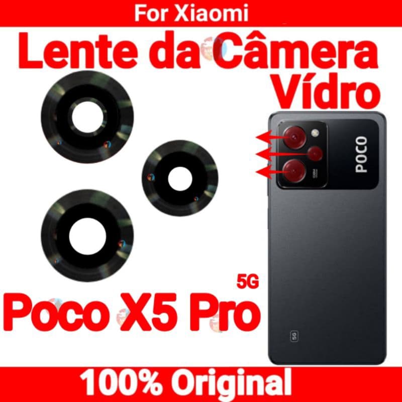 Vidro da Camera Xiaomi Poco X5 Pro 5g Lente da Câmera Traseira Vidrinho Traseiro Original