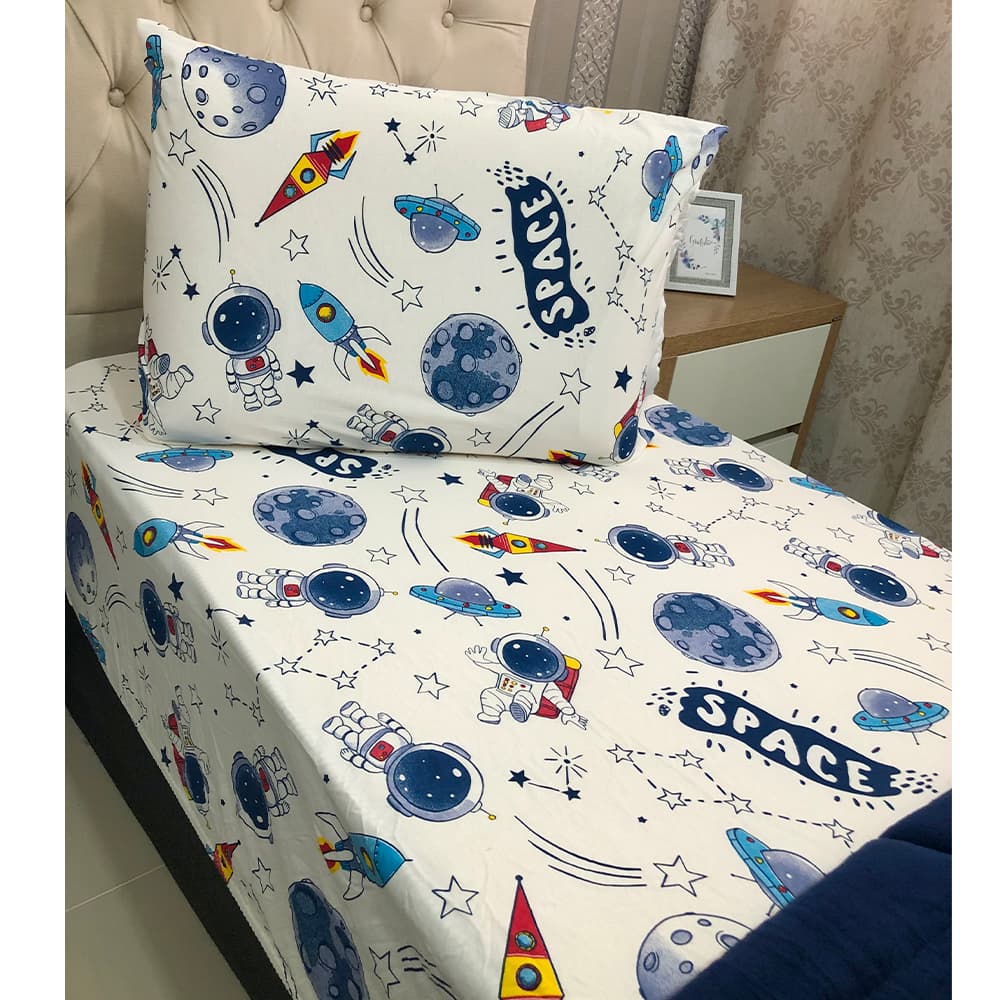 Kit 2 pçs Jogo de Lençol Infantil Mini Cama Montessoriano c/ Elástico e Fronha - Algodão - p/ Cama de 150cm x 70cm