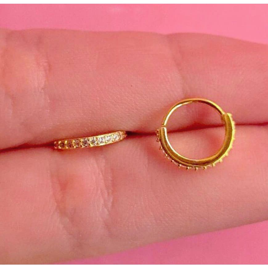 Piercing  Aço Cirúrgico Argola Cravejada Com Pedras De Zirconia Para Nariz, Tragus ou Cartilagem