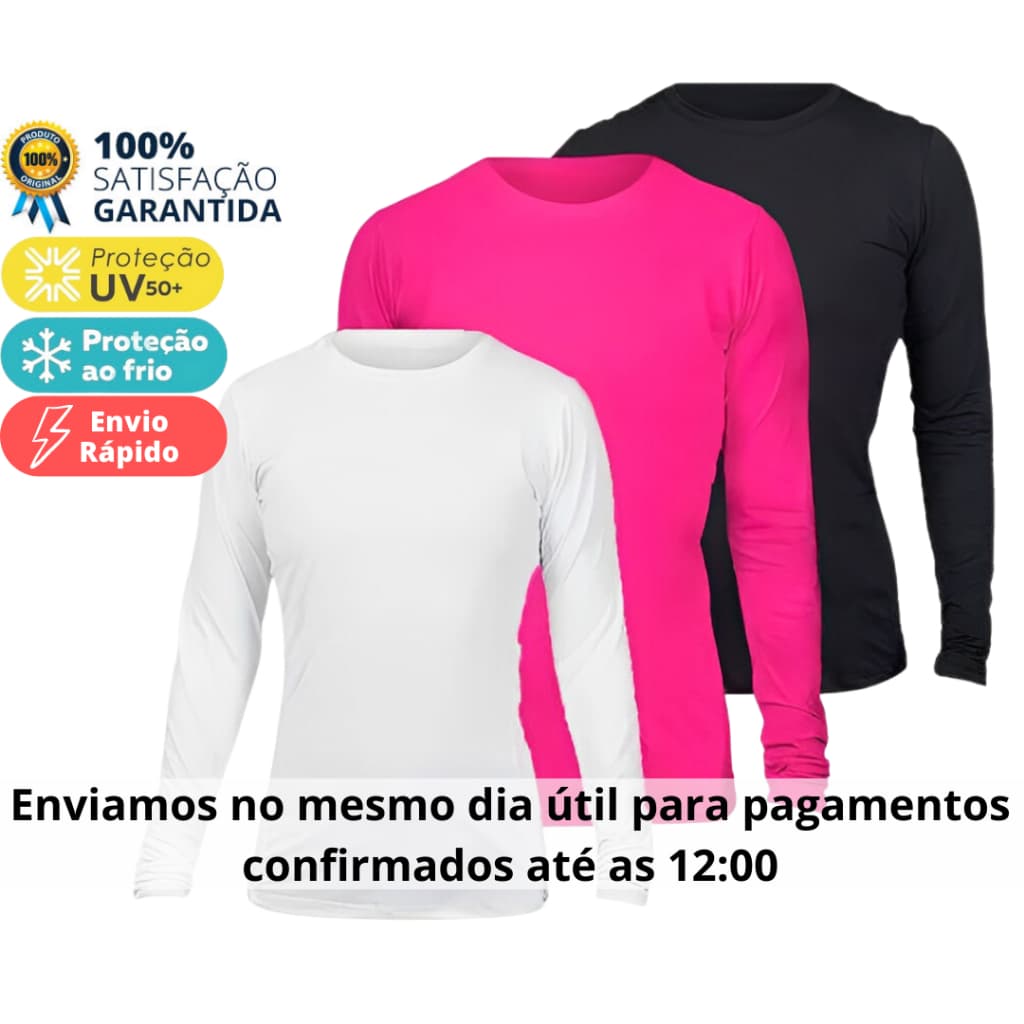 Camiseta feminina Segunda Pele Térmica Manga Longa com Proteção UV
