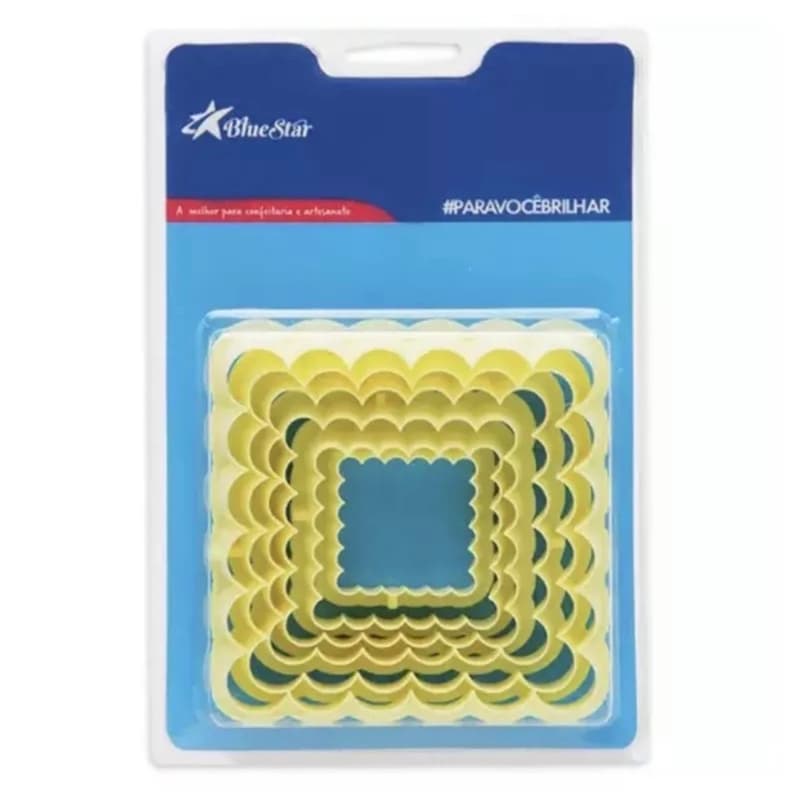 KIT CORTADOR QUADRADO BABADO -6 PEÇAS (BLUE STAR)