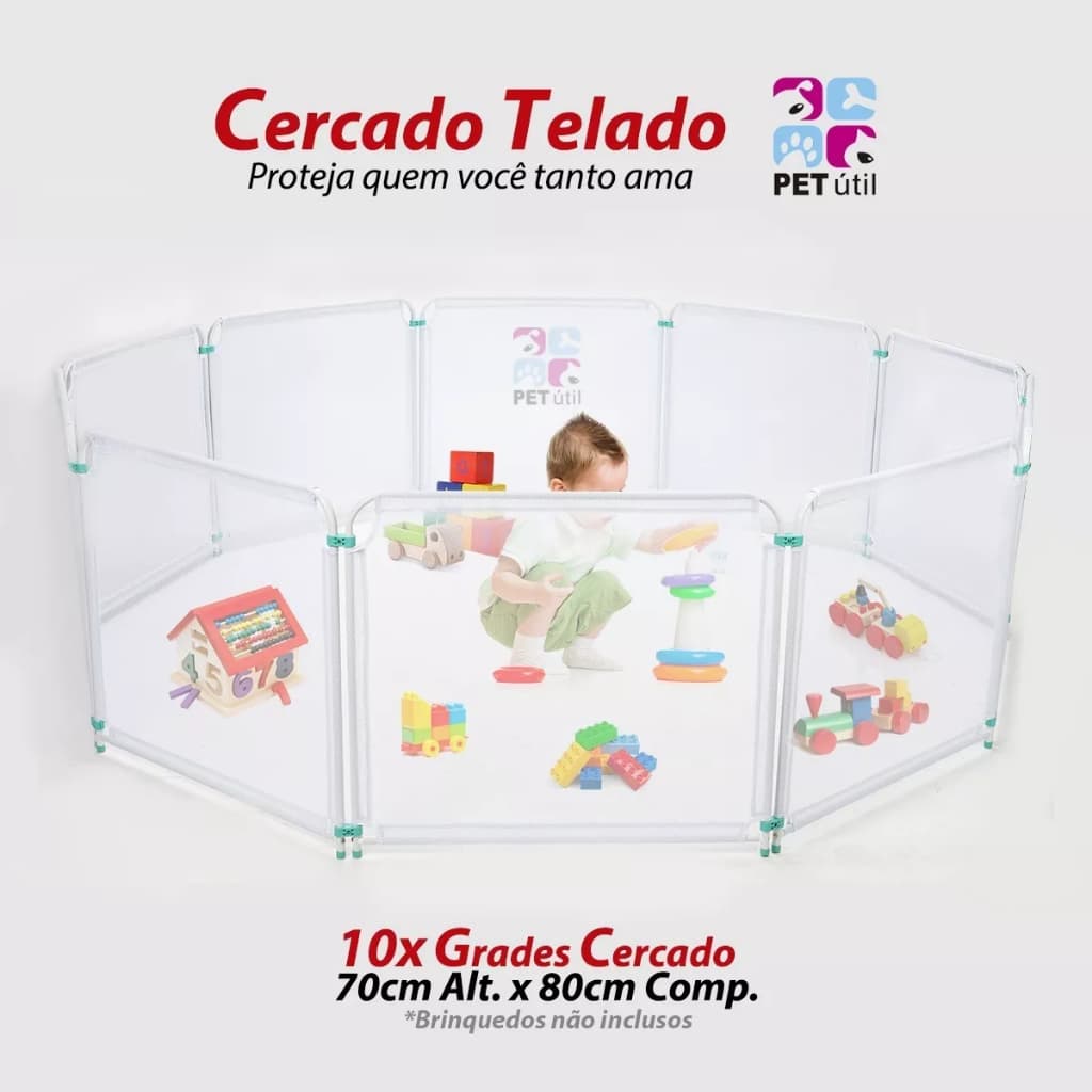 Cercadinho Telado 10x80 Para Bebês Crianças Segurança