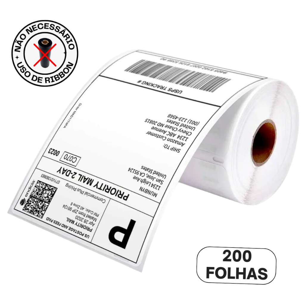 200 Etiquetas Térmicas 10x15 Para Danfe Não Utiliza Ribbon 1 Rolo