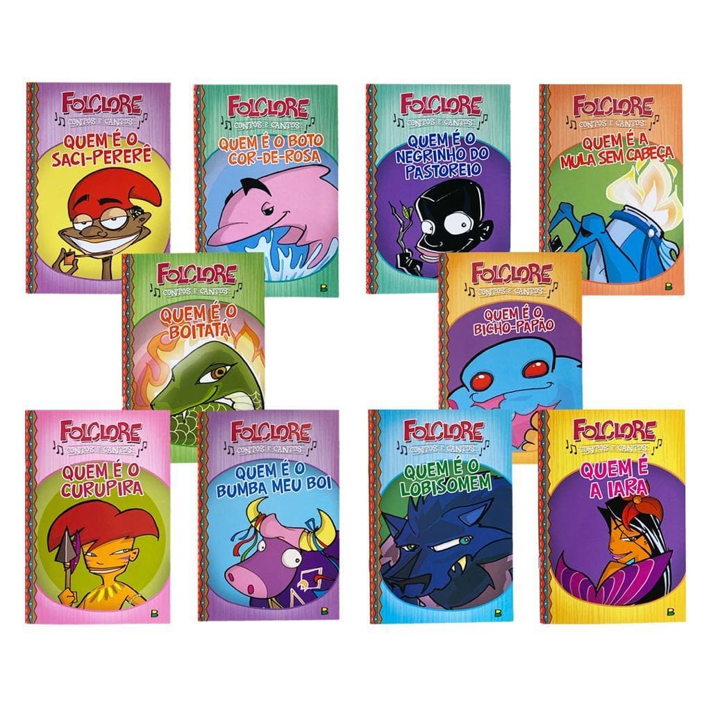 Kit 10 Livinhos de História Infantil Folclore Brasileiro Saci-Pererê, Curupira, Lobisomem Entre Outros