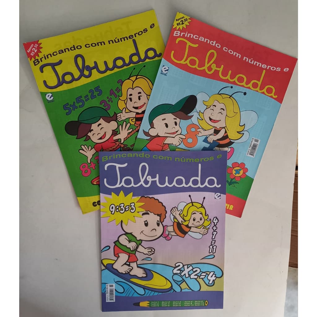 Kit 3 Revistas TABUADAS p/ Crianças + Atividades e Colorir Aprenda Brincando com Números