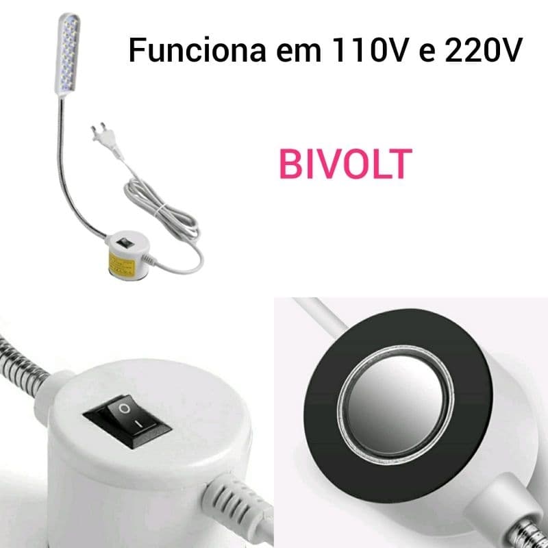 1Luminária De 20 Led Haste Flexível Máquina Costura Bivolt 110w E 220w