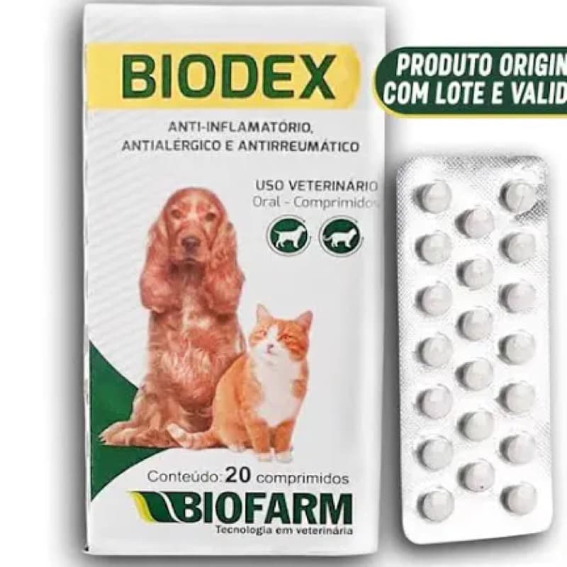 Biodex 20 Comprimidos Antialérgicos Cães e Gatos Biofarm