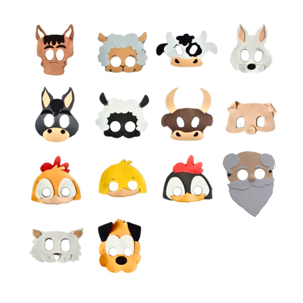 Mascaras de E.V.A -  TURMA DOS BICHOS - 20 PEÇAS