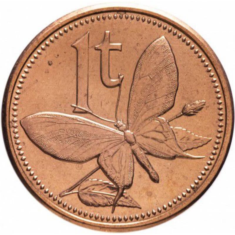 Moeda -> Papua Nova Guiné Fc 🇵🇬 -> 1 Toea-> Oceânia-> Borboleta