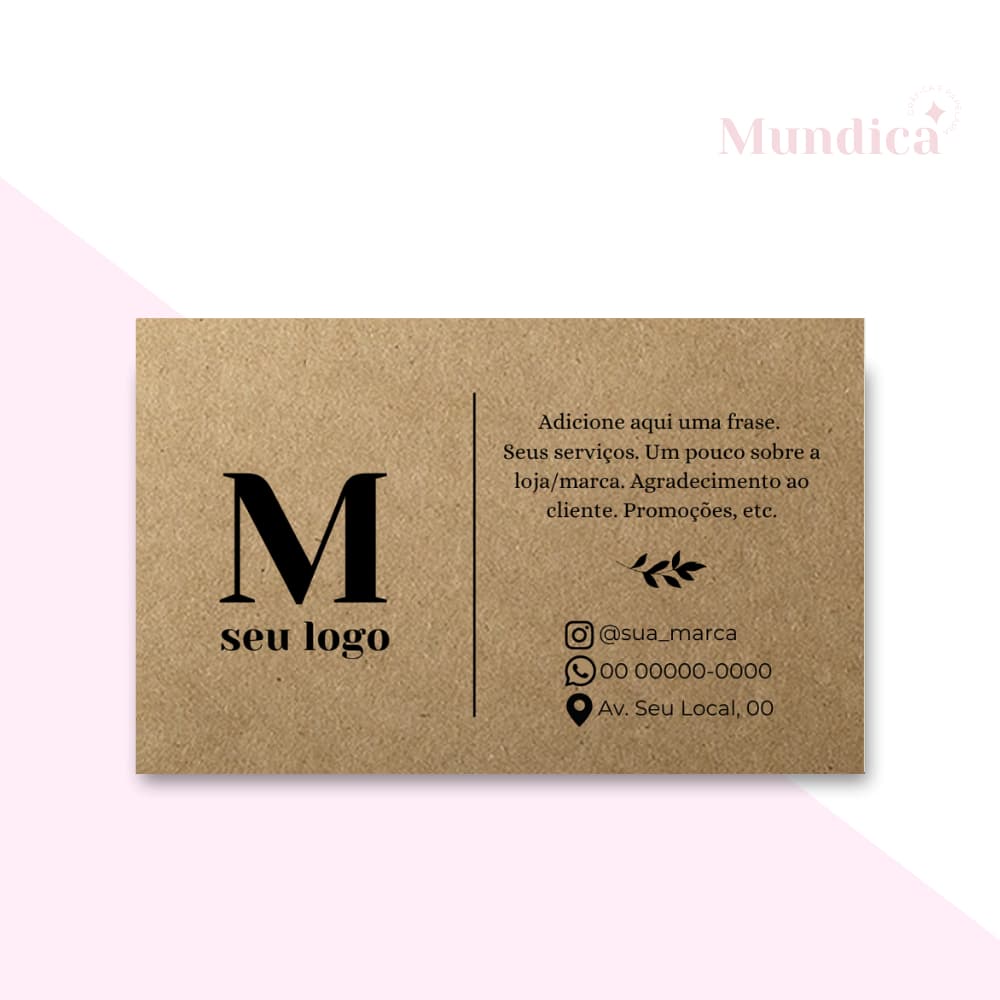 Cartão De Visita Kraft Personalizado Frente Com Logo 100un