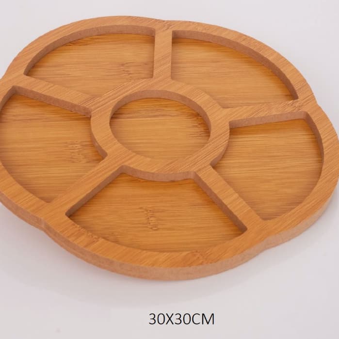 Petisqueira Gamela 26Cm Ou 30Cm Tábua Para Petisco Decorativa Mdf Estilo Bambu Em Forma De Flor