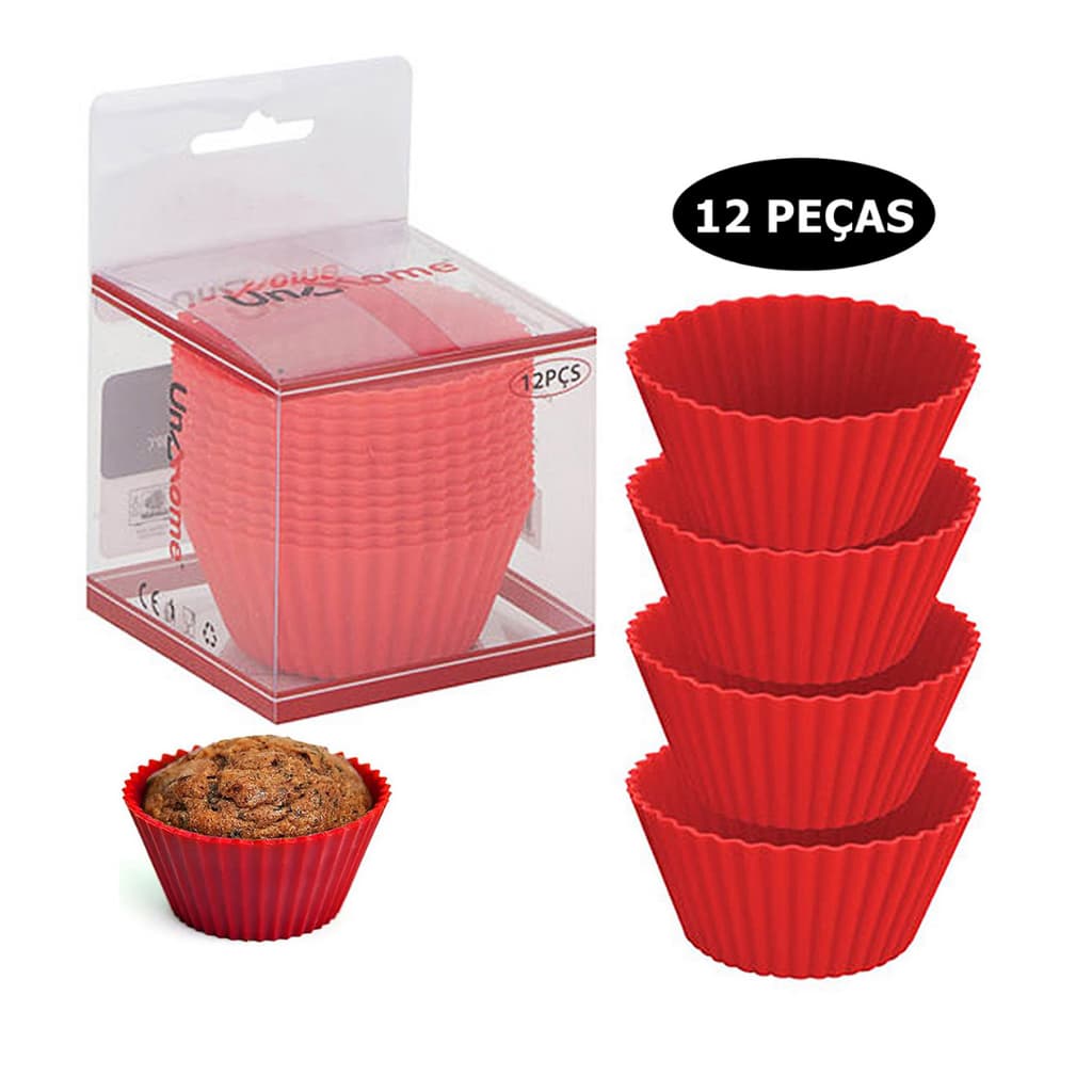 Forminha De Silicone Forma Assadeira Cupcake Mini Bolo Muffin 12 Pçs