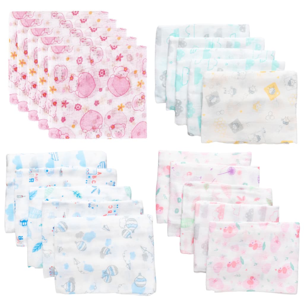 Kit 5 Fralda de Pano Bebê Minasrey 60x60cm 100% algodão Caricia Baby Estampas