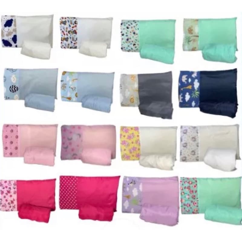 LENÇOL DE BERÇO COM ELÁSTICO E FRONHA COM BARRADO ESTAMPADO